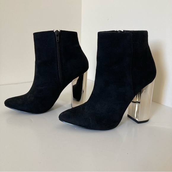 Charlotte Russe Black Velvet Mirror heel High-Heeled Booties size 6 - Picture 6 of 10